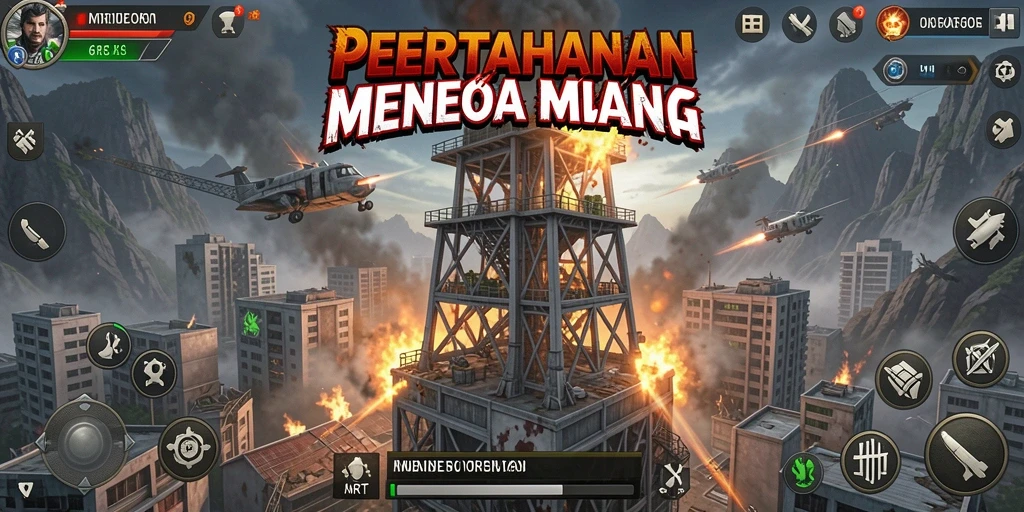 Tangkapan layar permainan Tower Defense yang penuh aksi dan strategi.