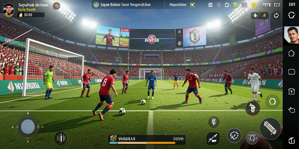 Tampilan gameplay 797K yang mendebarkan dalam pertandingan sepak bola.