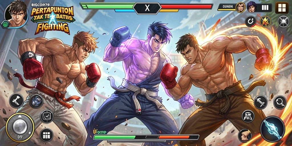 Tangkapan layar gameplay <strong>BIGCOR78</strong> menunjukkan aksi pertarungan yang intens dan dinamis.
