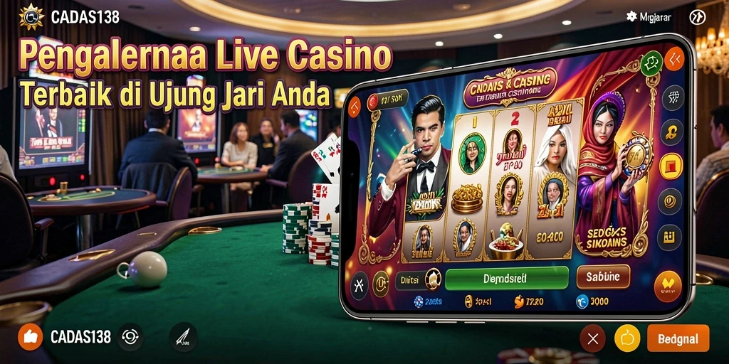 Screenshot gameplay CADAS138 menampilkan dealer langsung dan suasana casino yang mendebarkan.