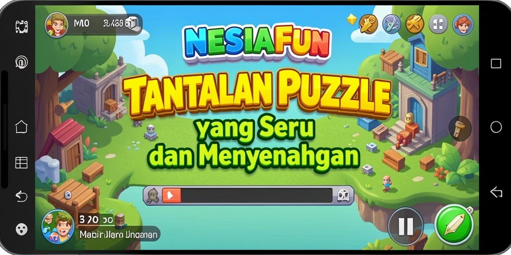 Tampilan gameplay NESIAFUN yang penuh warna dan tantangan puzzle.